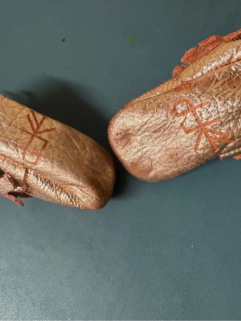 Freshly Picked Rose gold infant moccasins size 2